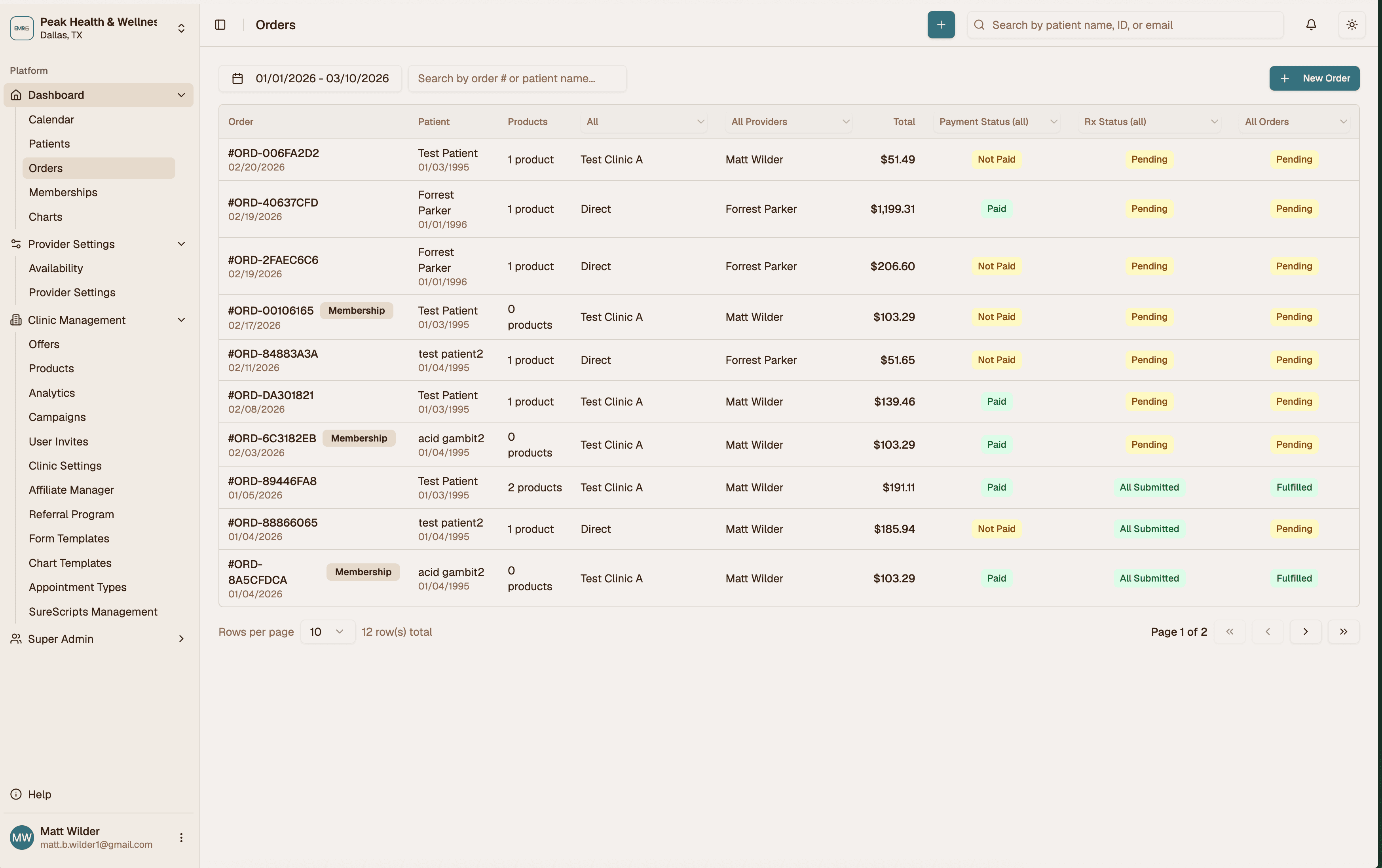EMRG Orders Dashboard