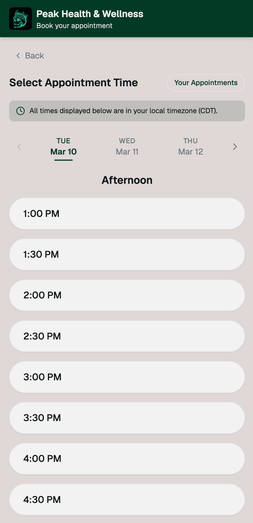 EMRG Booking Widget